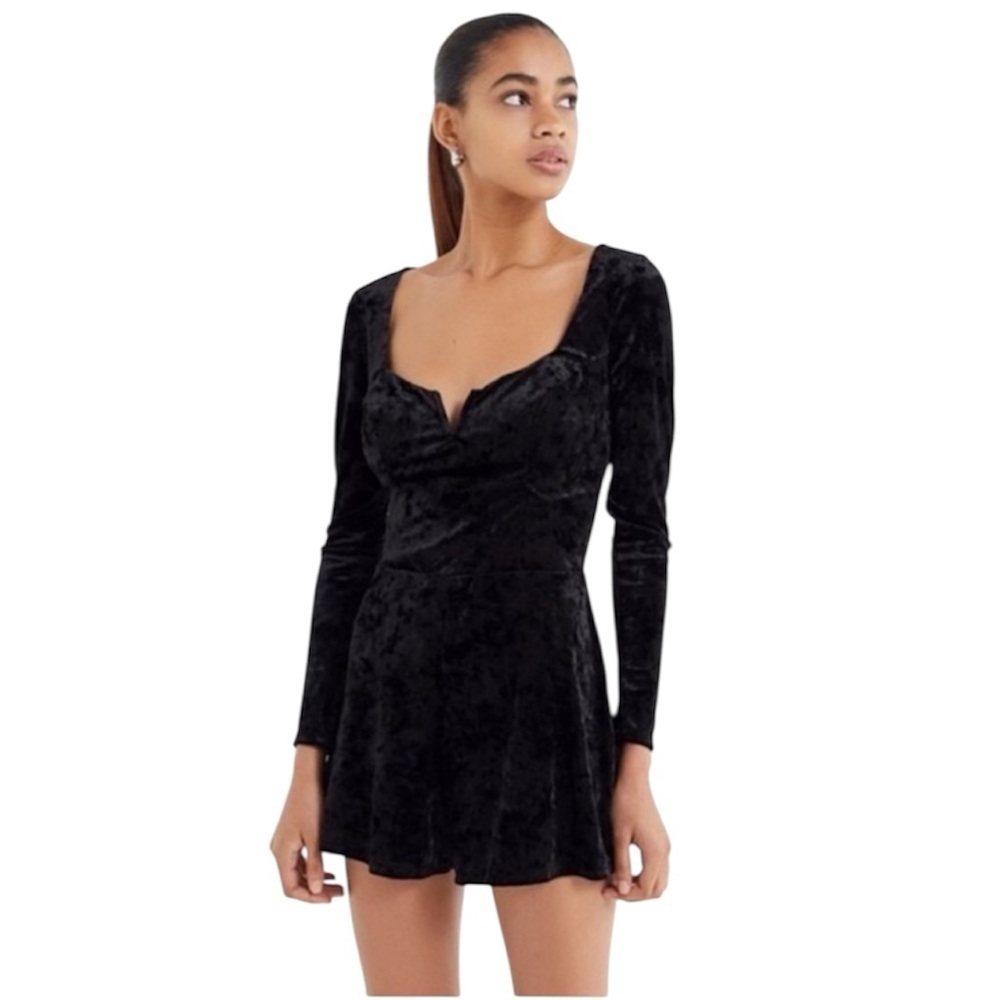 Urban Outfitters Sasha Crushed Velvet Romper